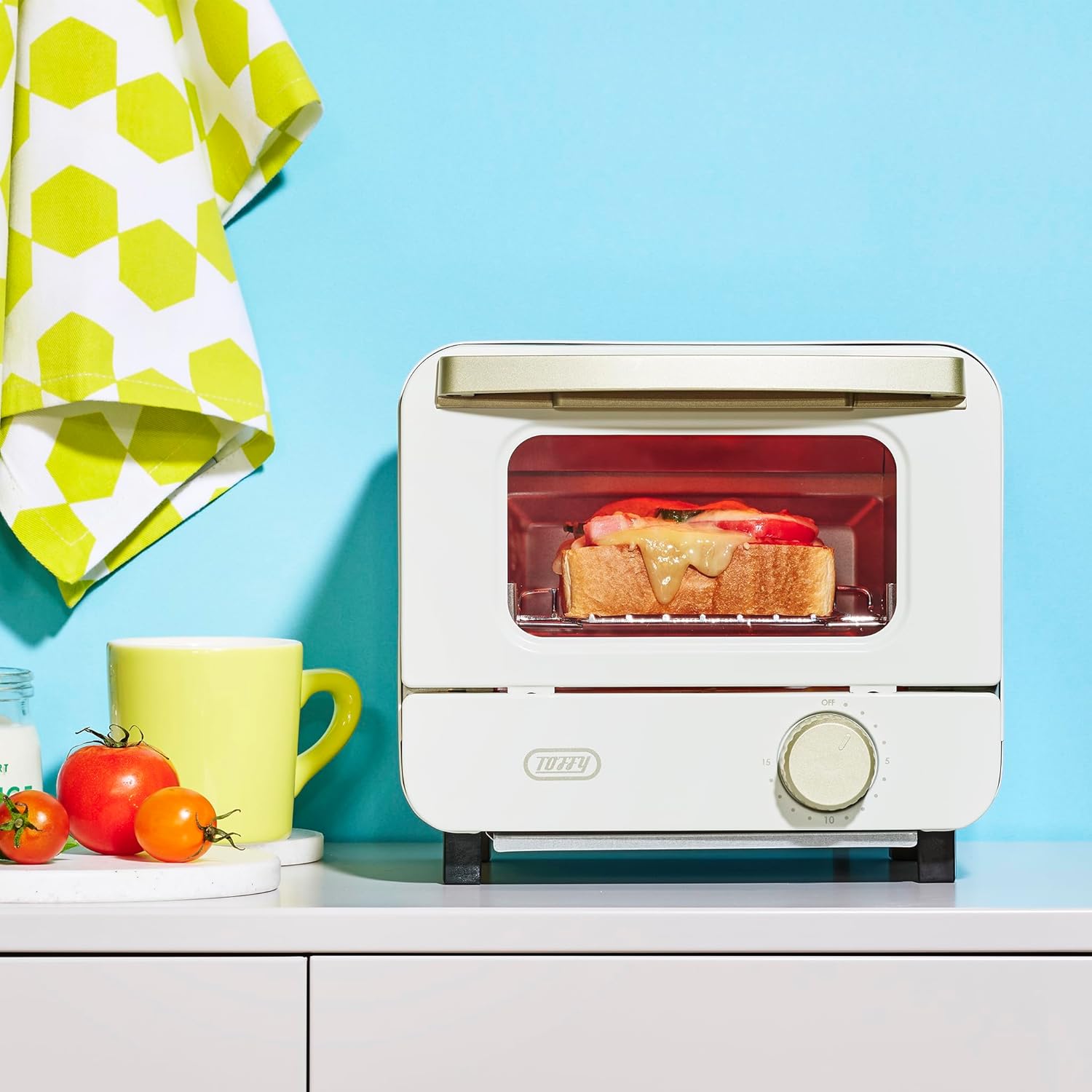 かわいいオーブントースター ミニ K-HTS1 パン1枚用 パンナホワイト