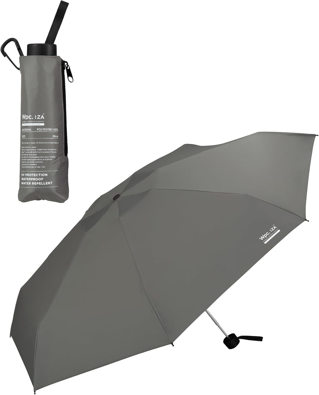 晴雨兼用 メンズ傘 コンパクトタイプ UVカット率100% グレー 58cm