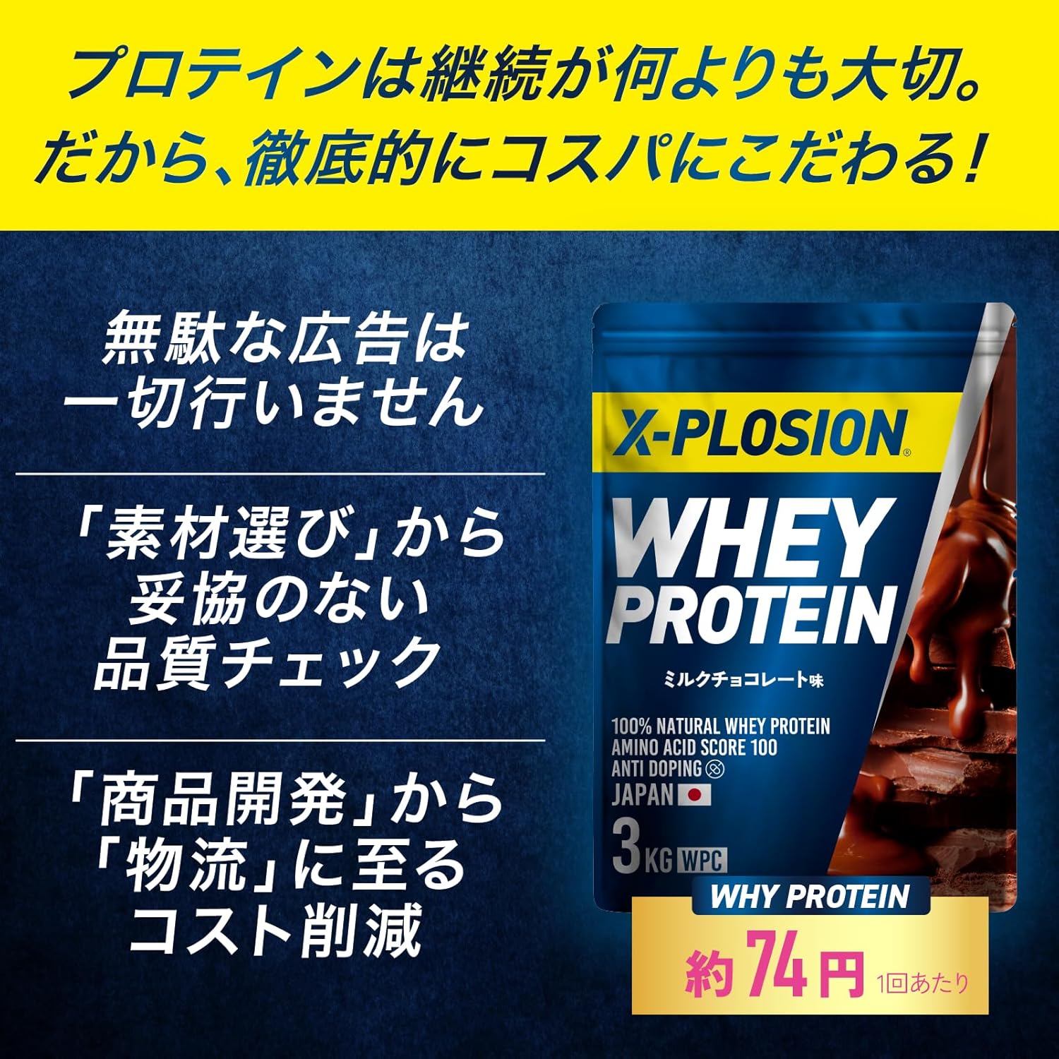 ホエイプロテイン 3kg (ミルクチョコレート味/大容量/国内製造)