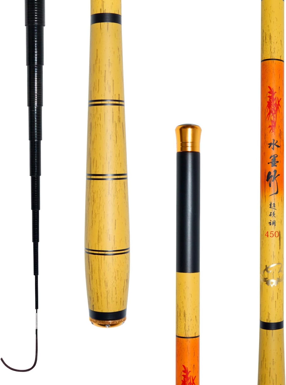 渓流釣り用コンパクト延べ竿 超軽量・高炭素 1.8M～4.5M