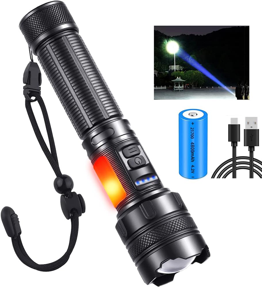 2024最新 軍用強力LED懐中電灯 450万ルーメン 超長距離13000M ズーム式 USB充電 小型9モード IPX-6防水 ハンディライト