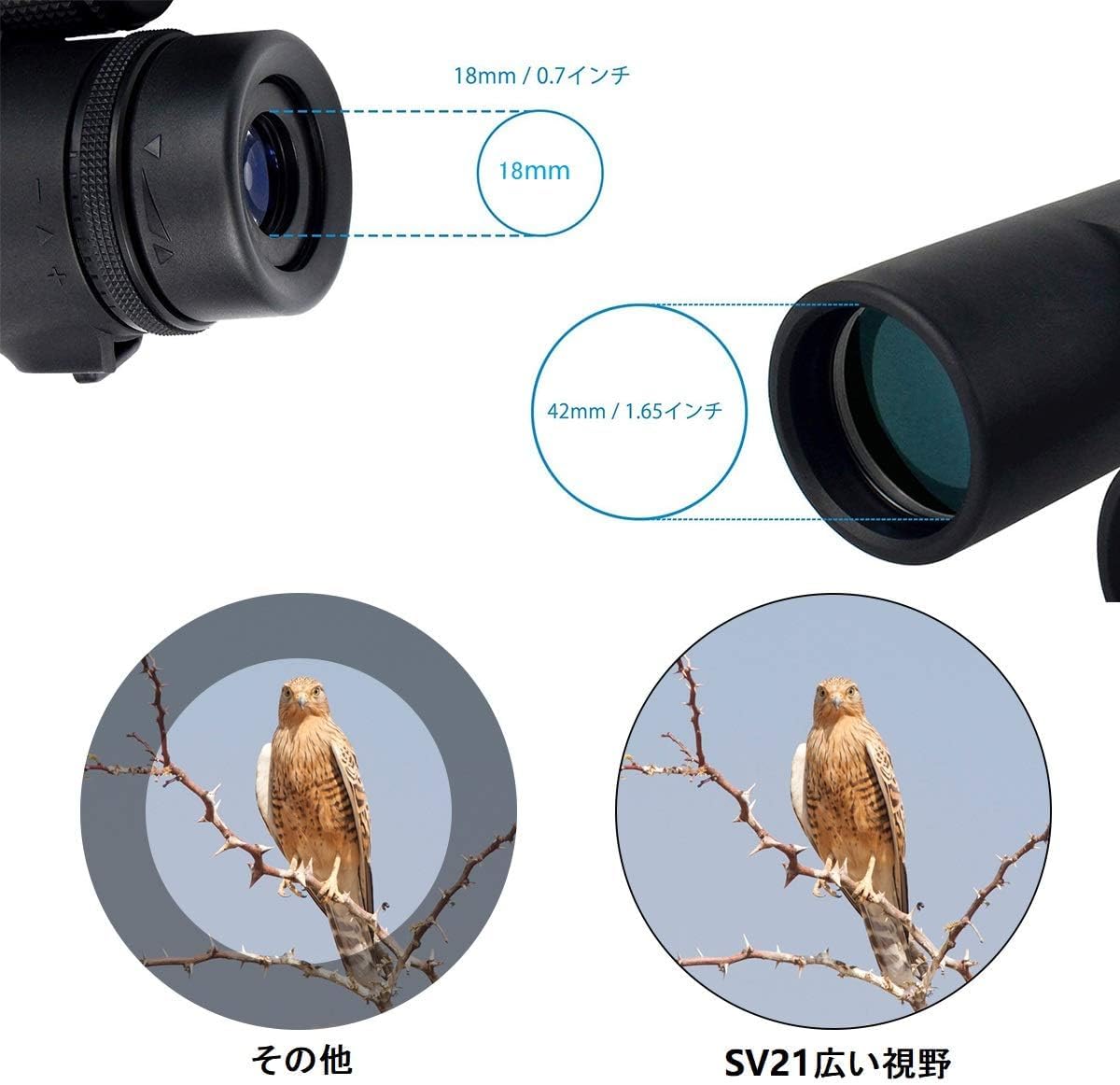 ライブ観賞用 SVBONY SV21 双眼鏡 10x42mm ダハ式 高倍率 メガネ対応 ブラック