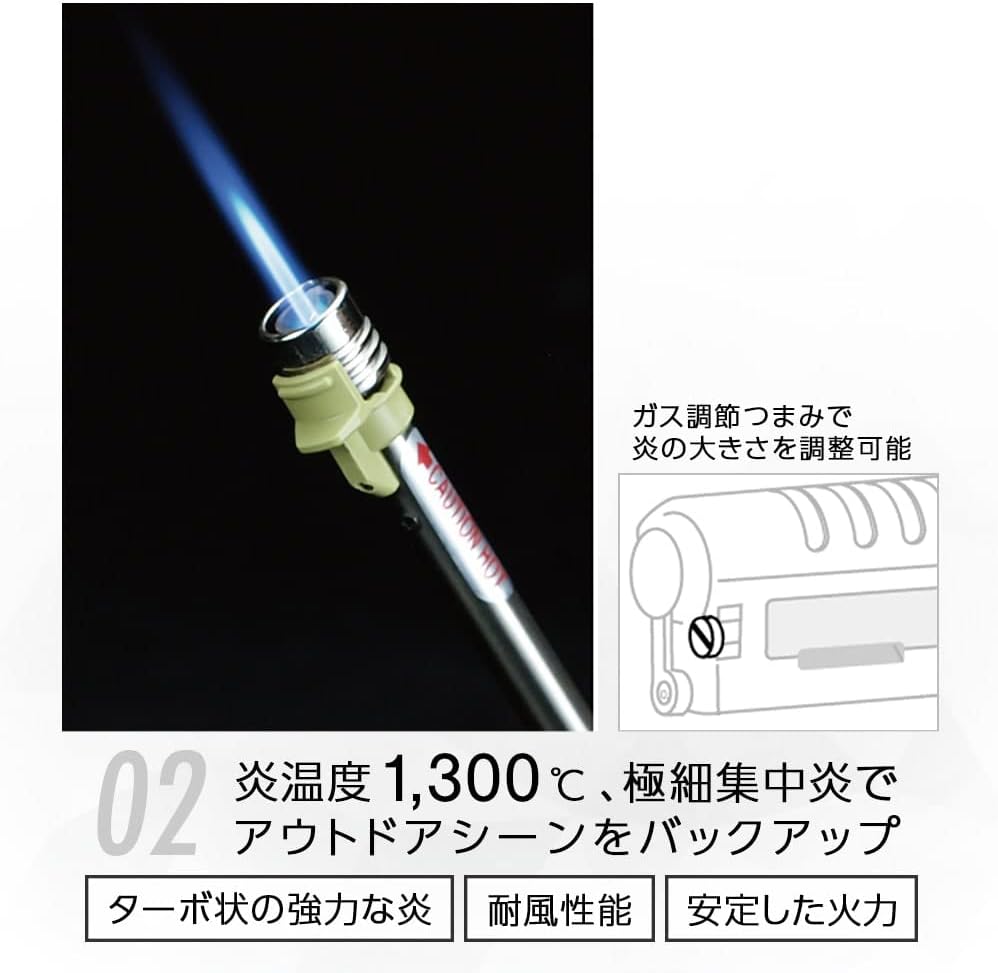 日本製 小型耐風バーナー ガス充填式 軽量コンパクト キャンプ用