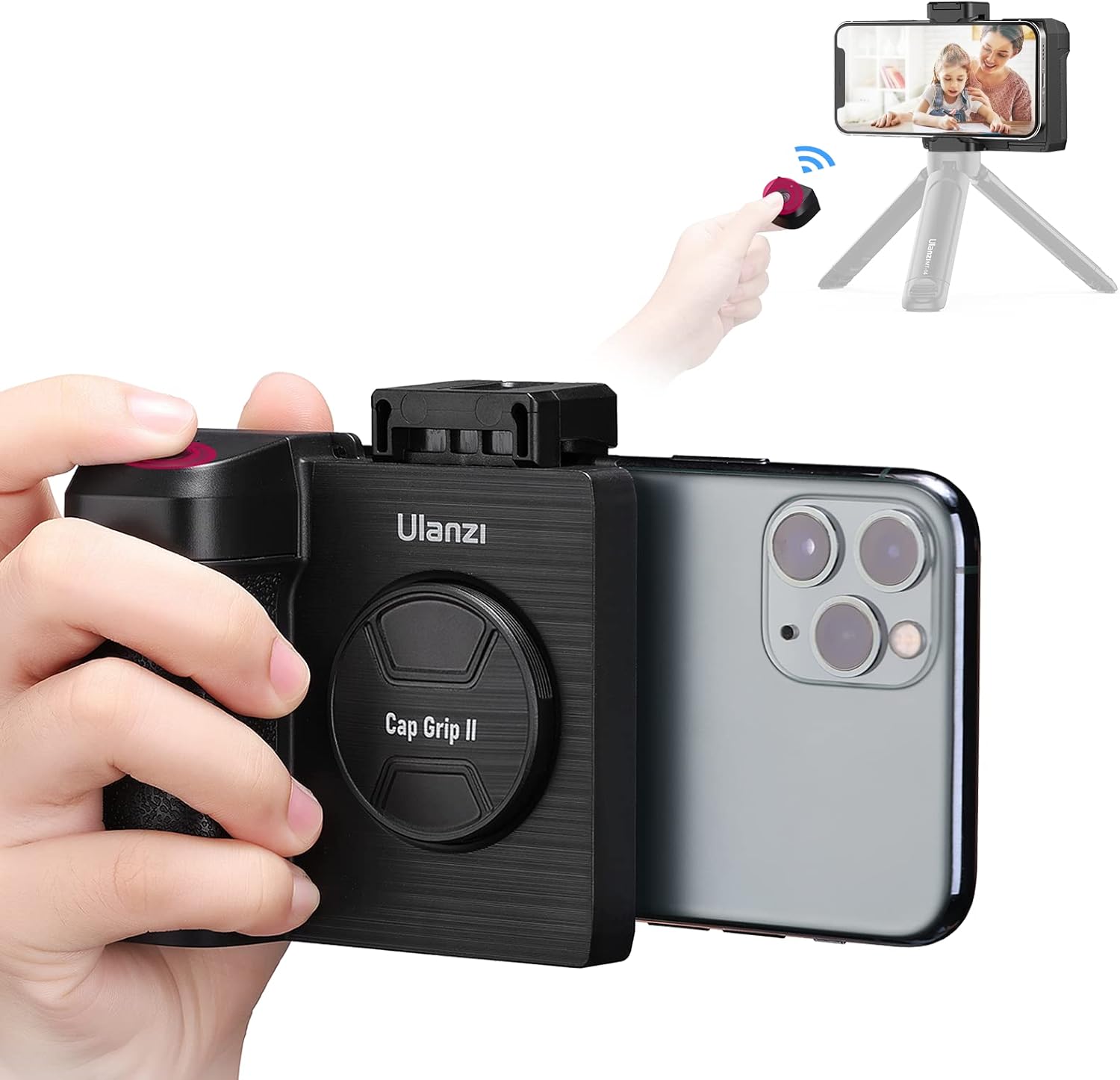 Ulanzi スマートフォンホルダー Bluetoothリモコン付き 人間工学設計 旅行用