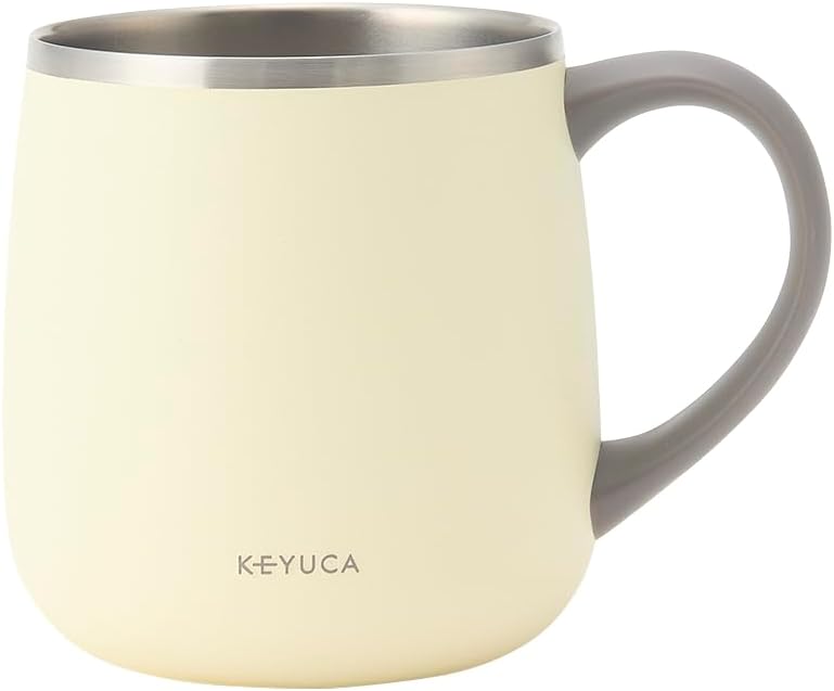 真空断熱ステンレスマグ 400ml - オフィス・家カフェ・アウトドア向け (ライトイエロー)