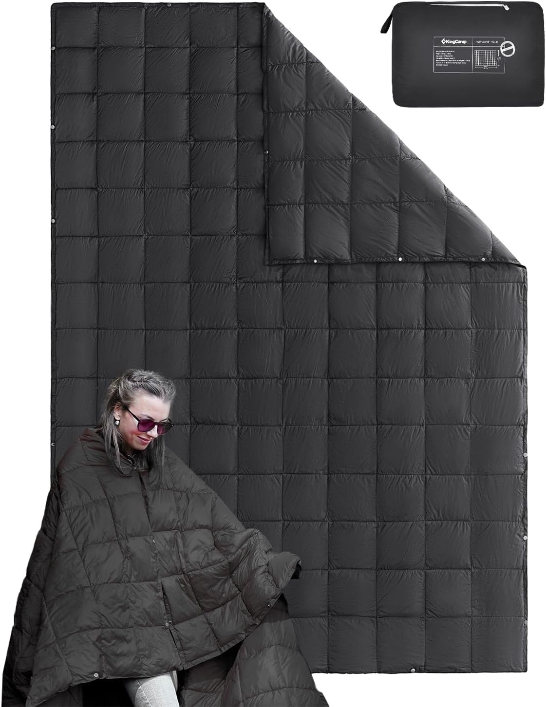 冬用超軽量ダウン級暖かさマルチブランケット 200x144cm 防水 収納ポーチ付き