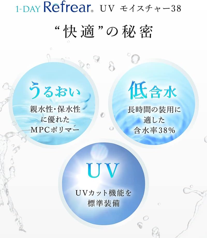 ワンデーコンタクトレンズ 1day Refrear Moisture 38 (-3.75) 30枚入