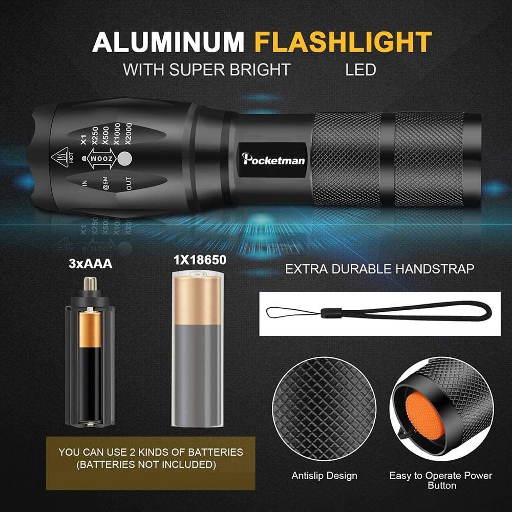 タクティカル懐中電灯5個セット LED最強明るさ 防水 調節可能 5モード付き