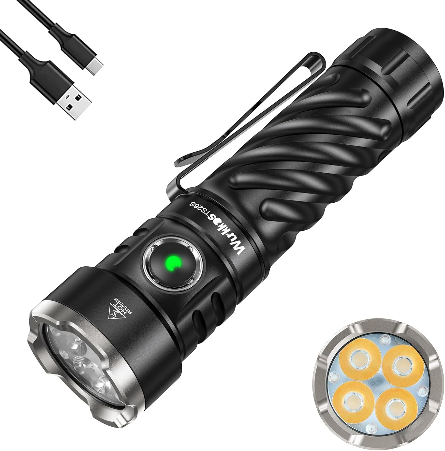 Wurkkos TS26S 3100ルーメン充電式フラッシュライト - IP68防水・緊急時やキャンプに最適