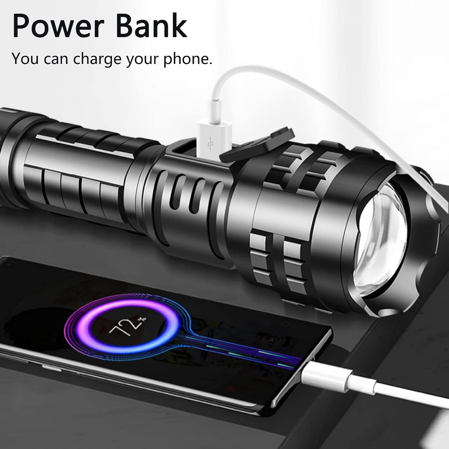 充電式100000ルーメンLED懐中電灯 - キャンプ・緊急用ハンドヘルドタクティカルライト
