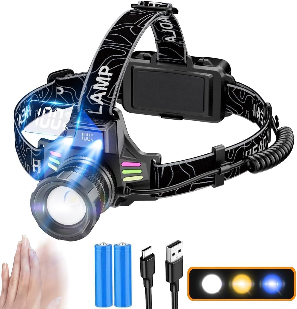 USB充電式LEDヘッドライト【150000ルーメン・防水】・アウトドア/キャンプ/作業用
