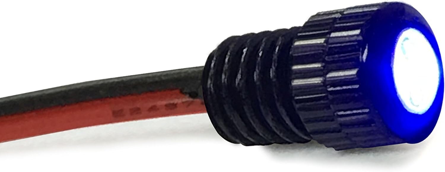 フラッシュマウント 12V LED バンパーグリルライト - アルミニウムハウジング & スクリューナット付き (6mm ブラック ブルー)