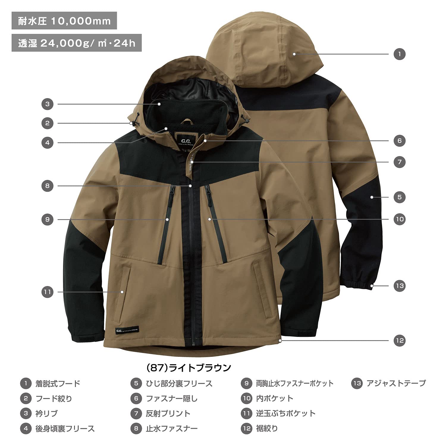 防水防寒作業服 ブラック 6Lサイズ SOWA 0284-00 【耐水圧 10,000mm 透湿性 20,000g/㎡/24h】