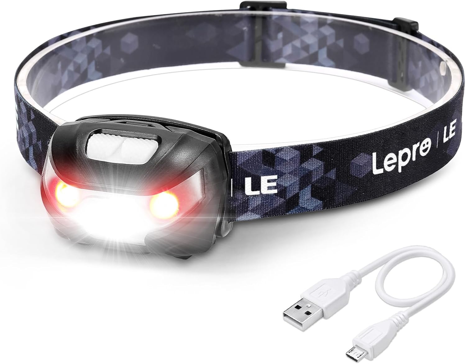 USB充電式 LEDヘッドライト 高輝度150ルーメン 防水 軽量 登山・釣り・アウトドア用