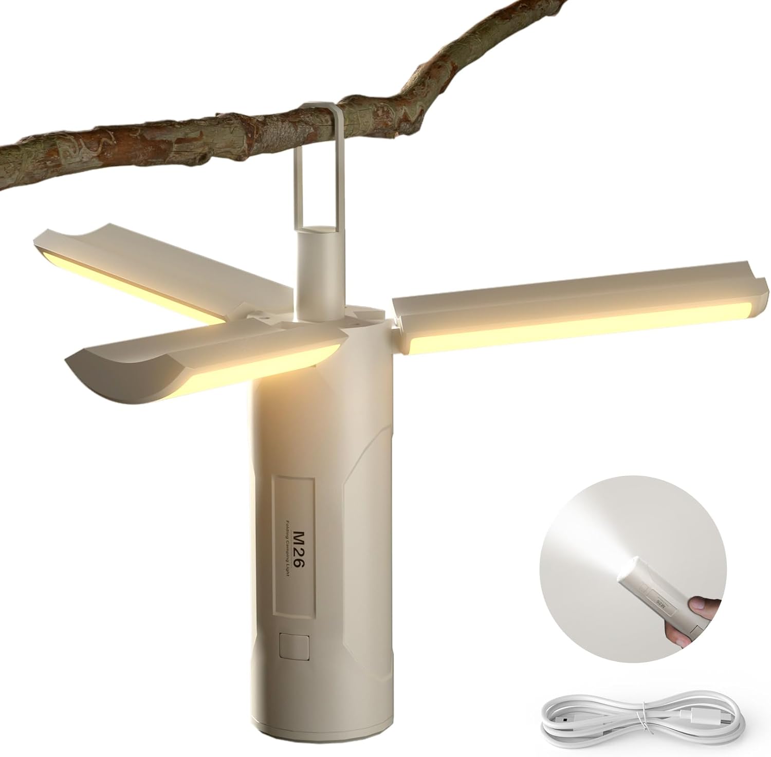 USB Type-C充電式 高輝度1500ルーメン多機能キャンプランタン 防水防塵 軽量 ハンディライト