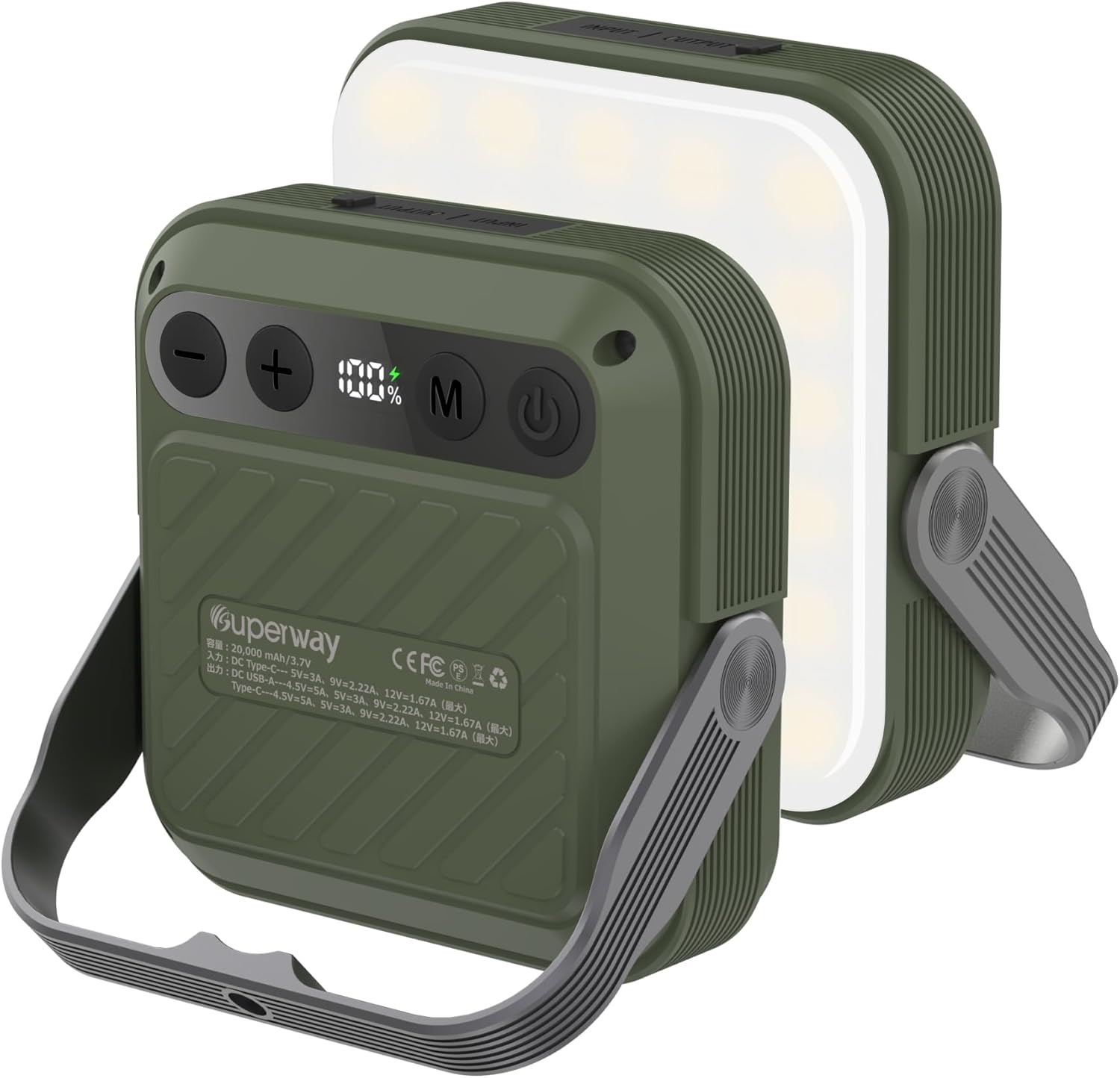 アウトドア用 20000mAh 防水LEDランタン - 1600ルーメン・四色切替・三脚接続可・磁石内蔵