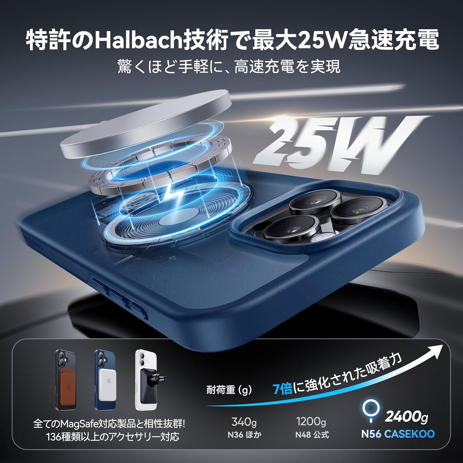 iPhone 16 Pro Max用 ケース 魔法のスタンドプロ 360度回転 耐衝撃 MagSafe対応 ワイヤレス充電可【マット仕上げ・黄変防止】