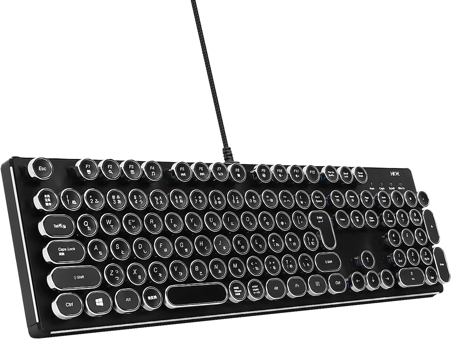 タイプライター風メカニカルキーボード 青軸 JIS規格 109キー USB有線 (シルバー)