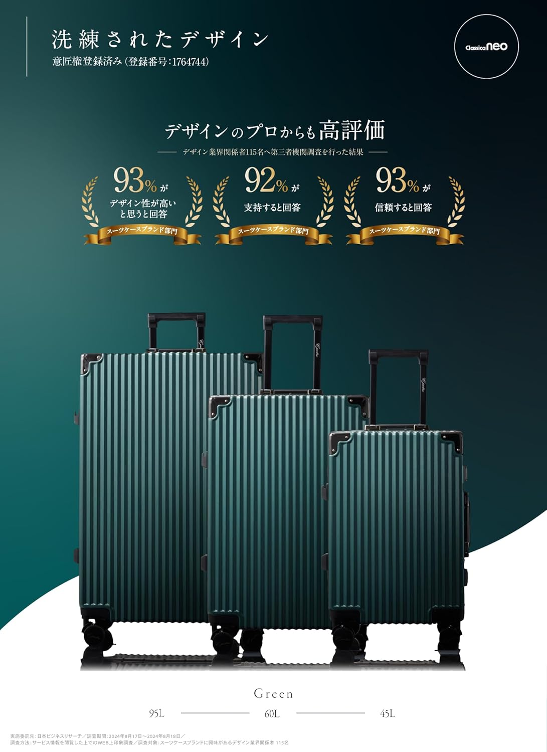 2024年新登場 機内持ち込み用Sサイズスーツケース グリーン【TVメディア掲載】
