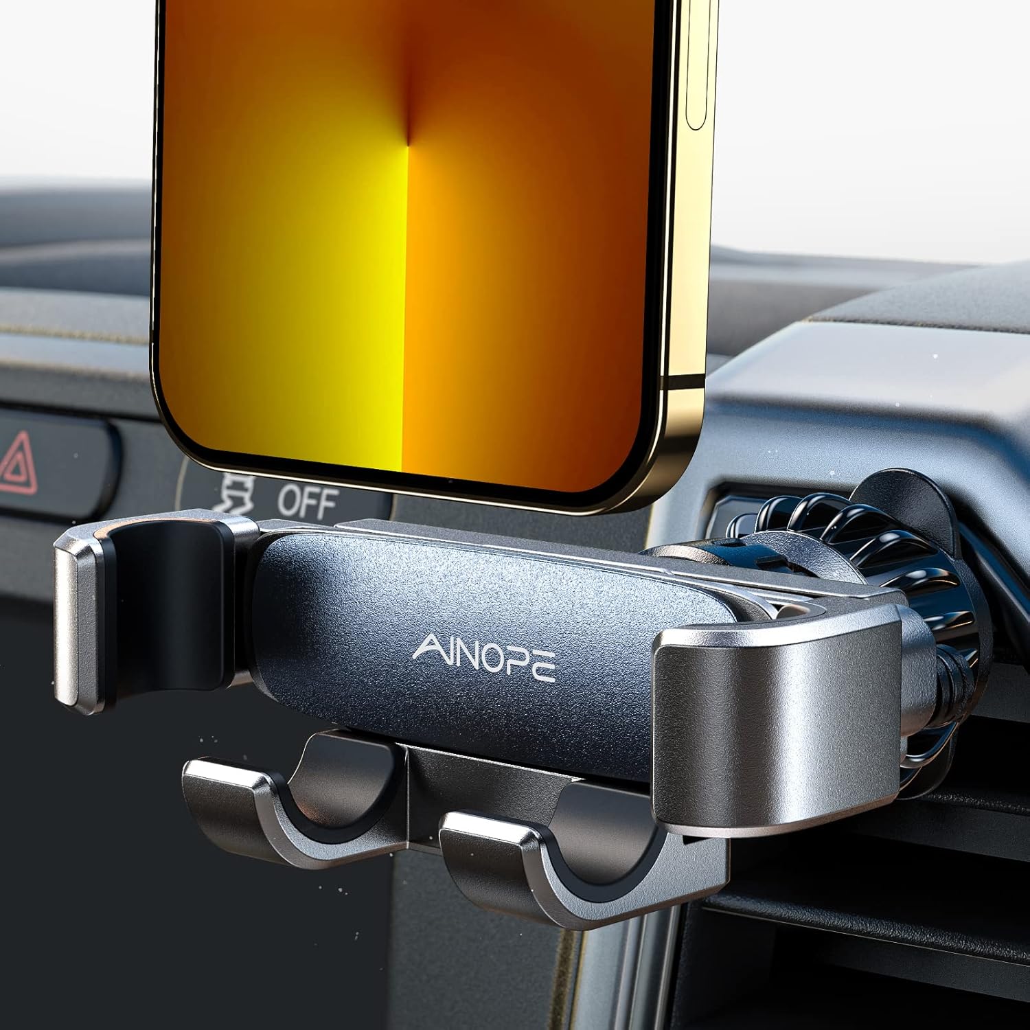 2025年最新進化型スマホホルダー 重力式 エアコン吹き出し口用 車載スタンド ダークグレー