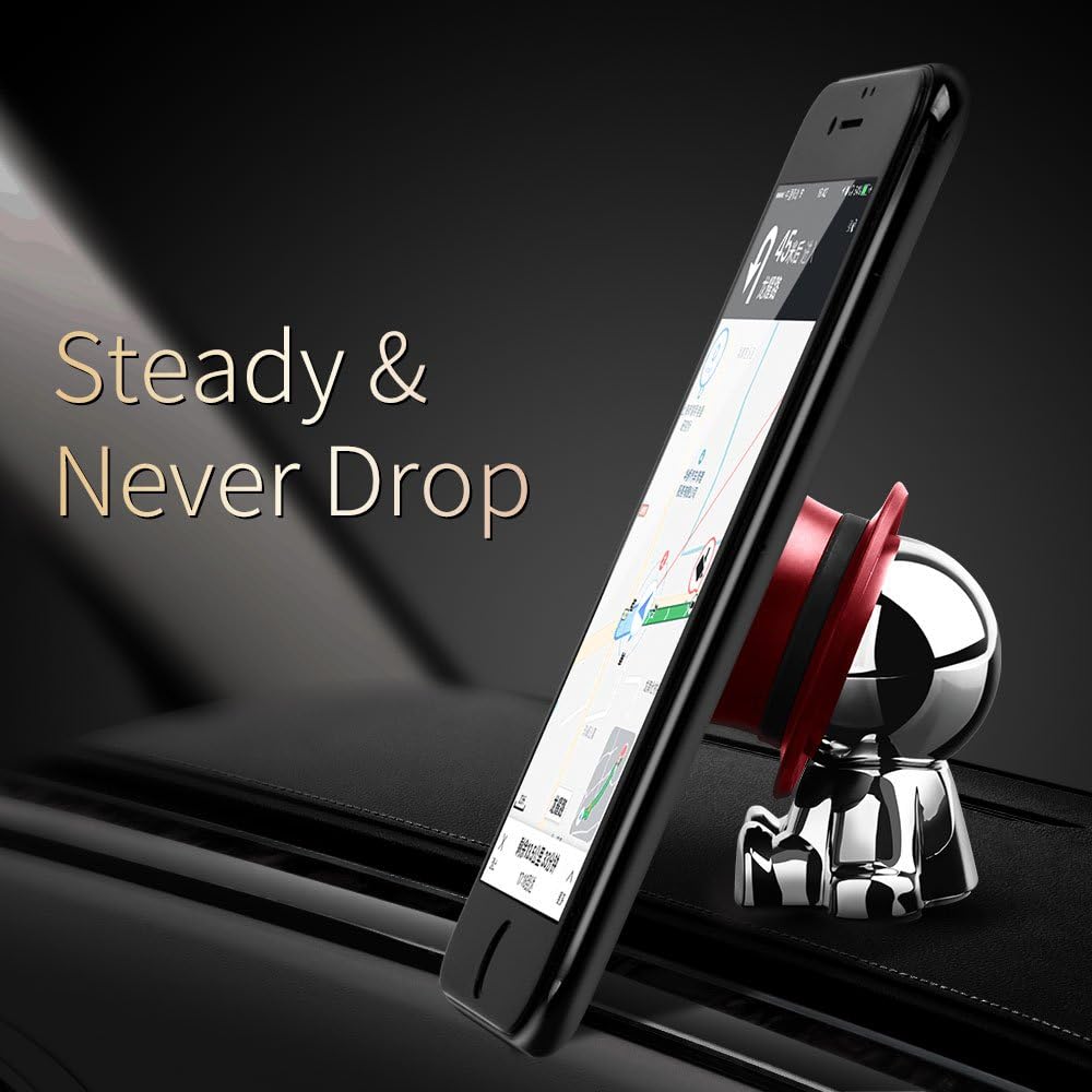 車載スマホホルダー 360度回転ダッシュボードクリップ レッド