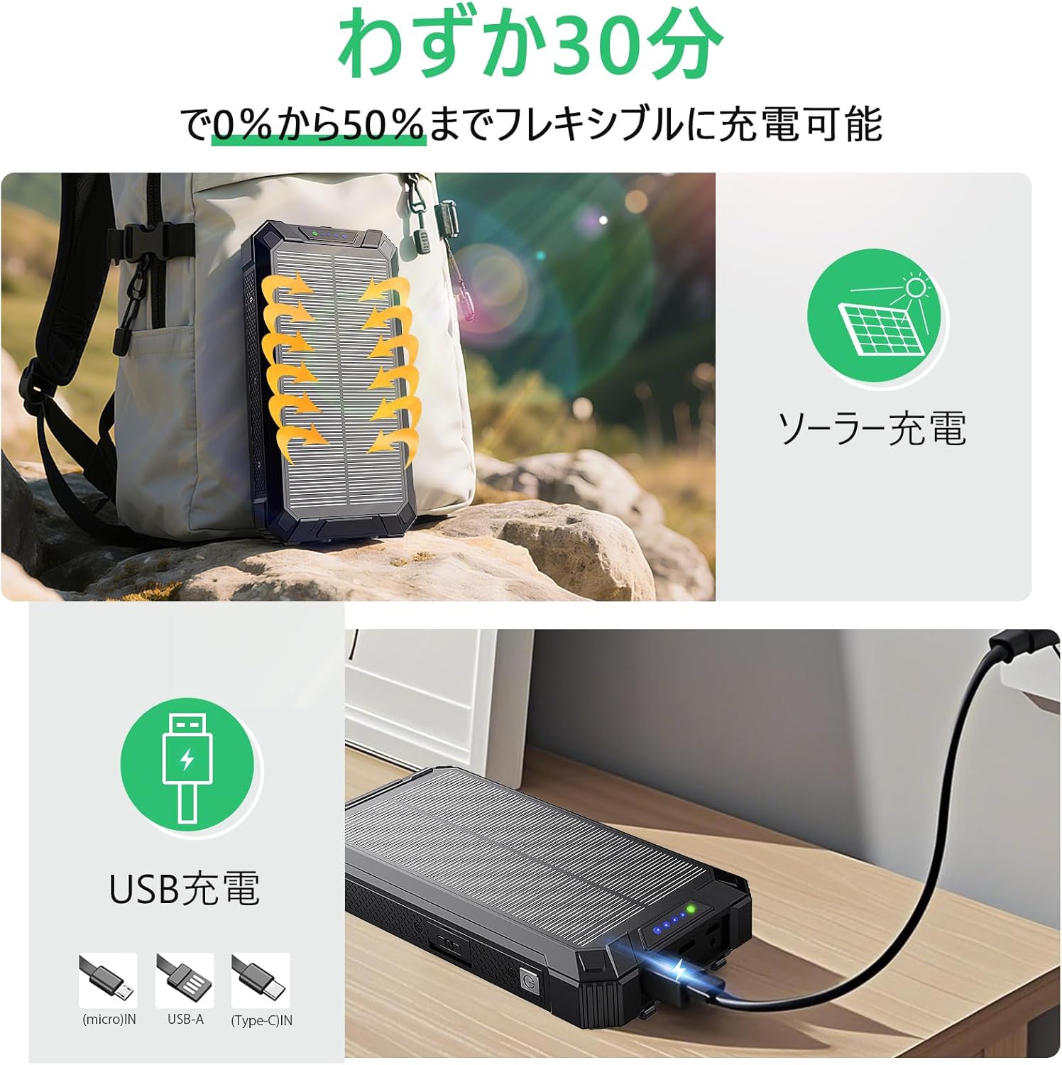 セロラン® ソーラー充電器 40800mAh 大容量モバイルバッテリー IP67防水 急速充電対応 アウトドア防災用