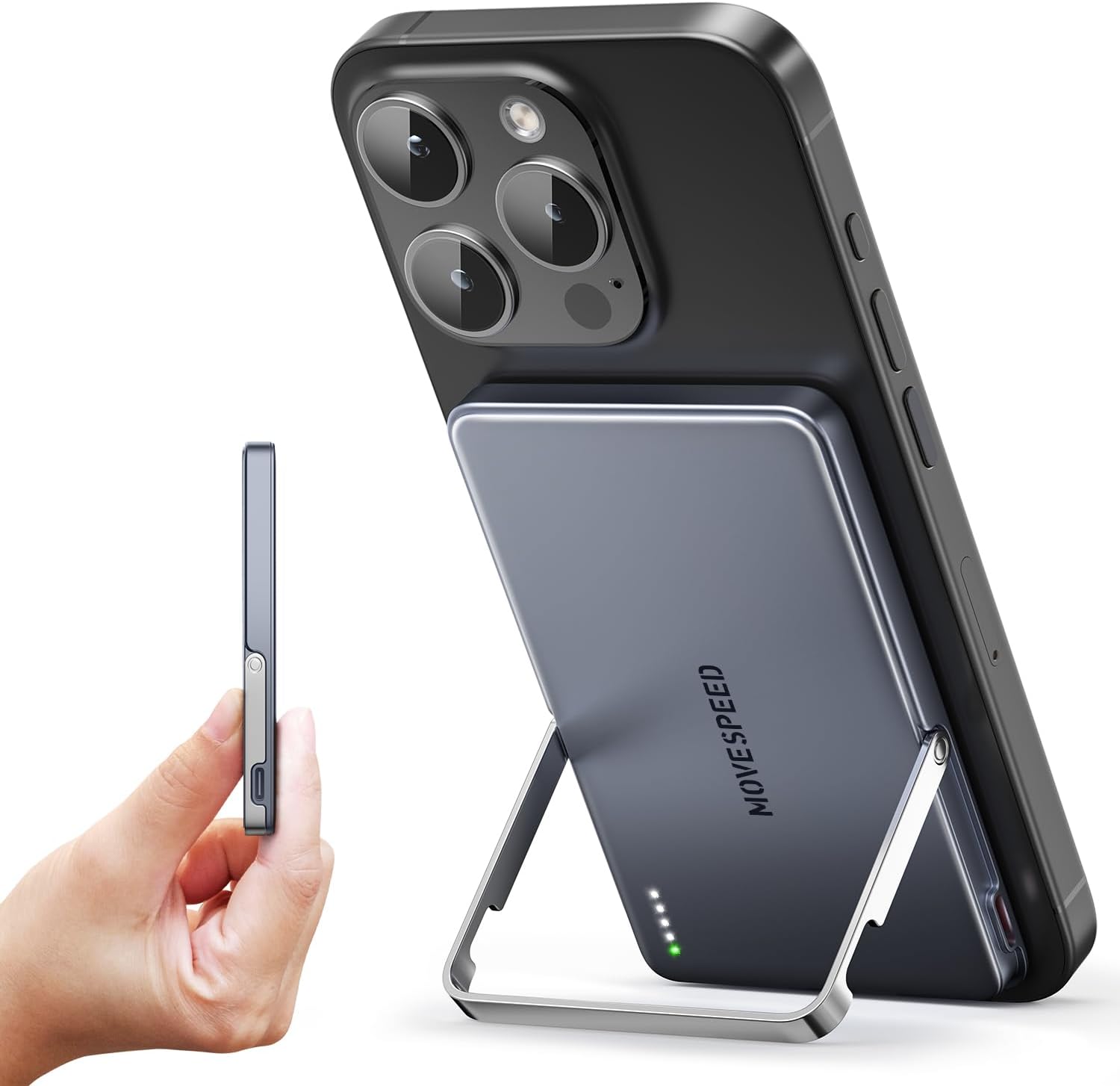MagSafe対応超薄型モバイルバッテリー 22.5W スマホスタンド付き 小型軽量 PSE認証 通勤・旅行用