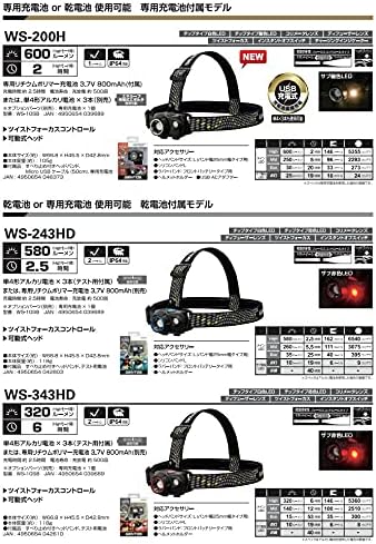 USB充電式 LEDヘッドライト 釣り用 暖色サブLED 270〜700ルーメン