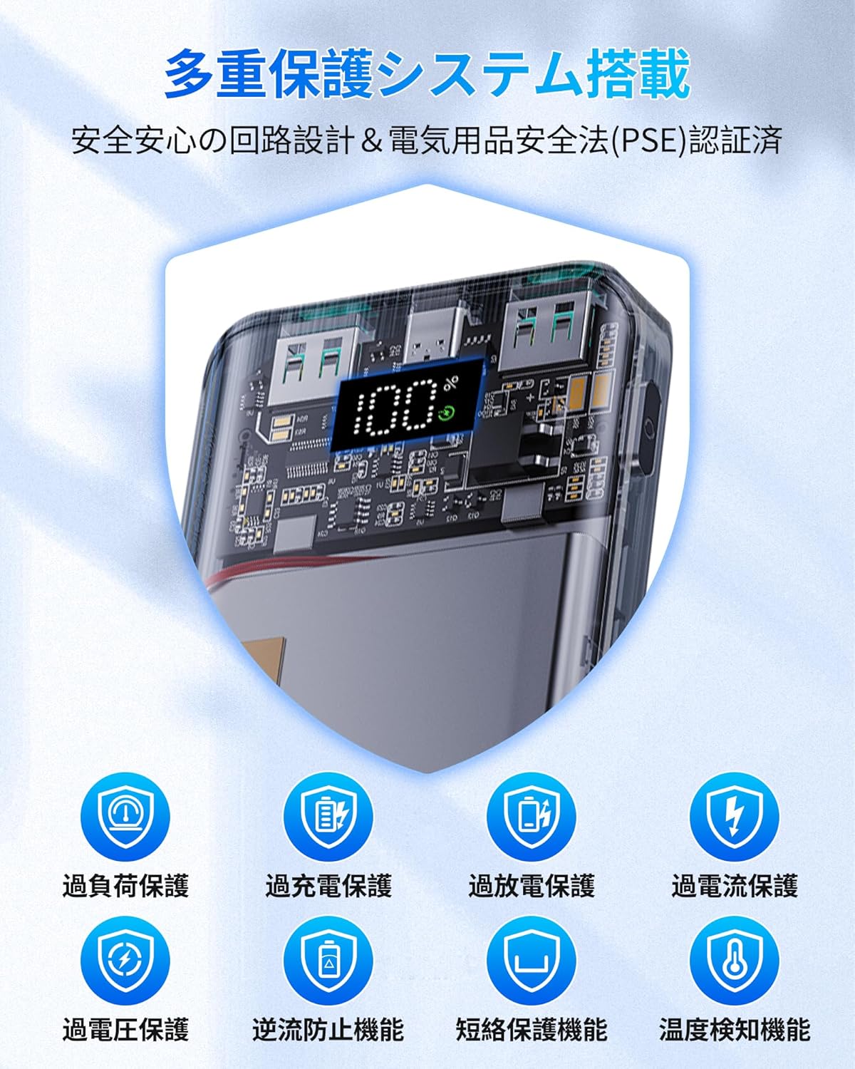 大容量モバイルバッテリー40000mAh 22.5W急速充電対応 軽量・携帯便利 PSE認証済み
