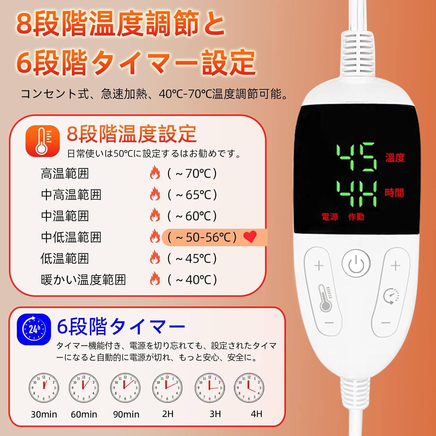 2025年新モデル 電気足温器 8段階温度制御 フランネル製 抹茶色 速暖設計