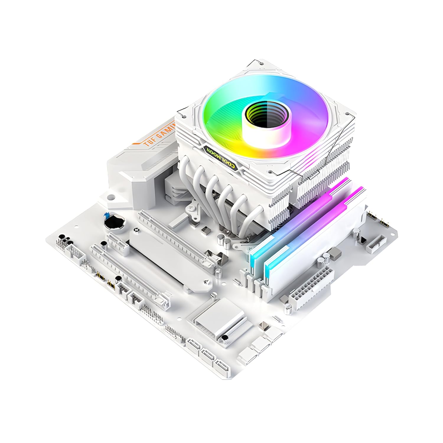 TOPフローCPUクーラー 120mm LED ARGB対応 ホワイト LGA1700/1200/115X/AM5/AM4用