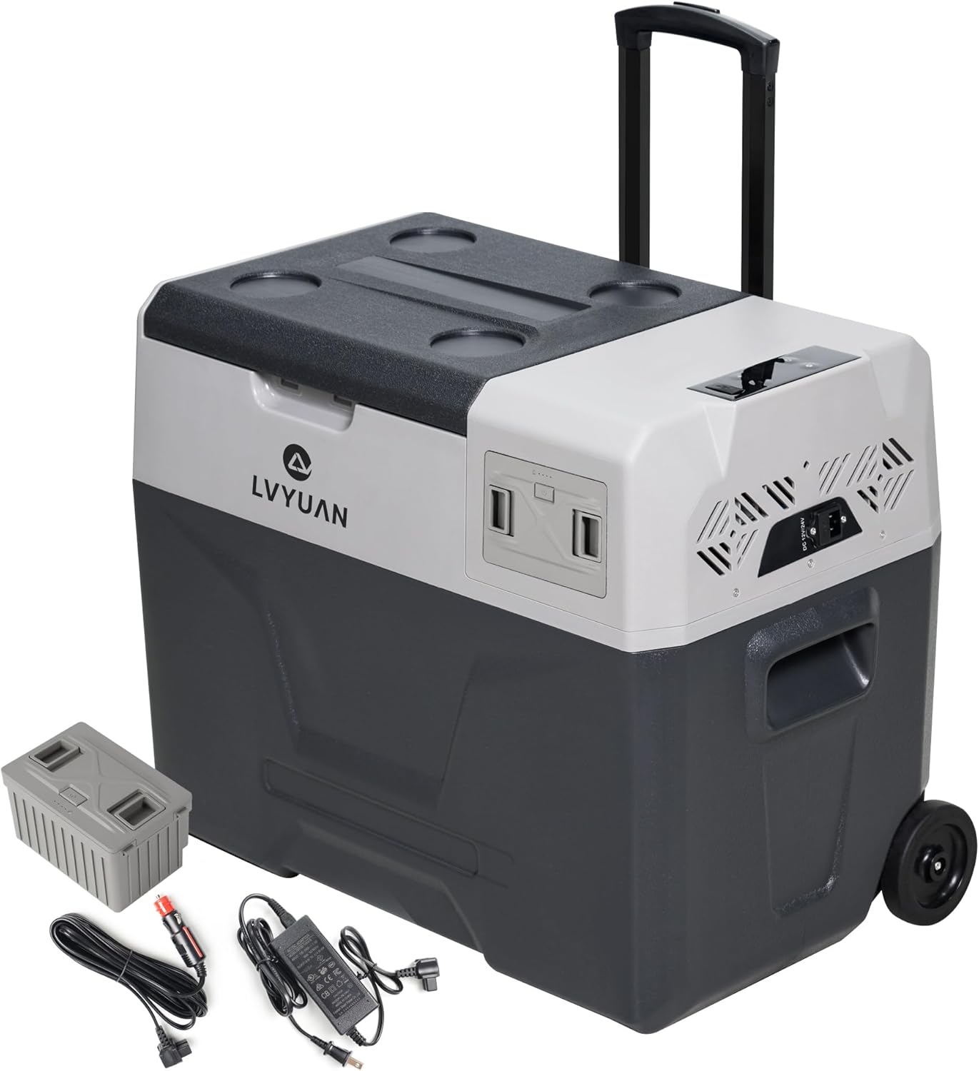 ポータブル冷蔵庫40L【家庭・車両用】15600mAhバッテリー搭載、冷凍冷蔵切替可能(-20℃～20℃)、静音設計