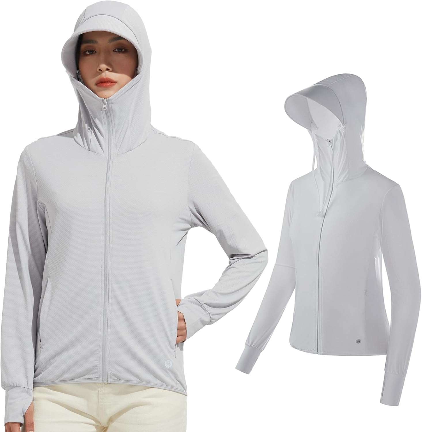 春夏用 レディース UVカット ラッシュガード 軽量 長袖 パーカー