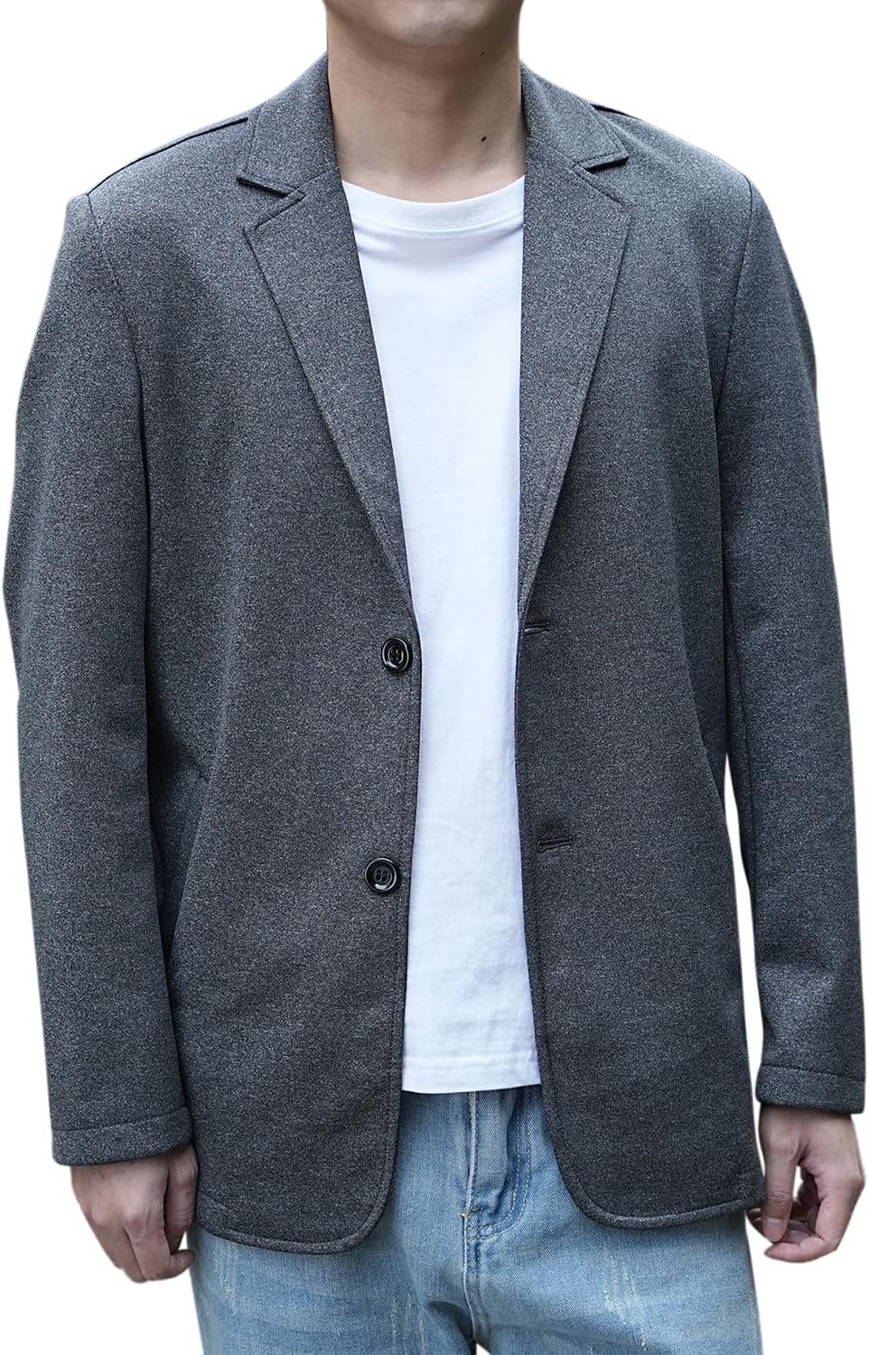 春秋用 メンズ ストレッチ テーラードビジネスジャケット 2つボタン