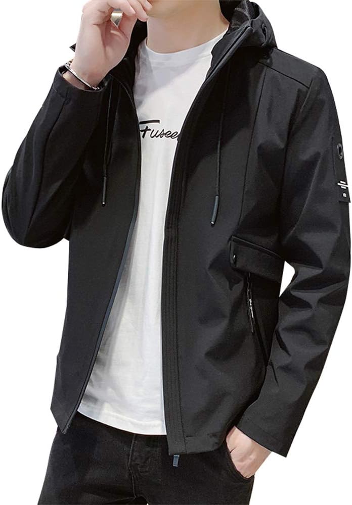 春秋用 メンズ フード付き軽量防風ジャケット コート