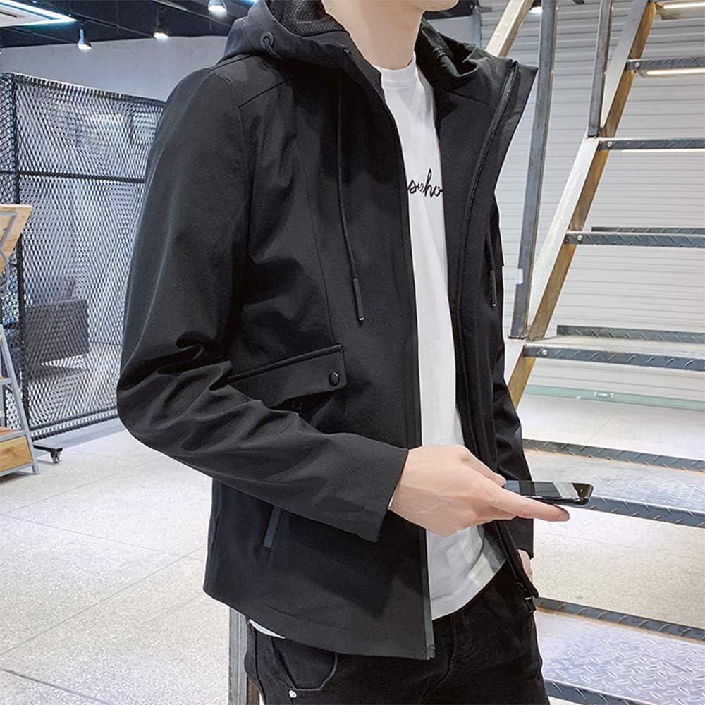 春秋用 メンズ フード付き軽量防風ジャケット コート