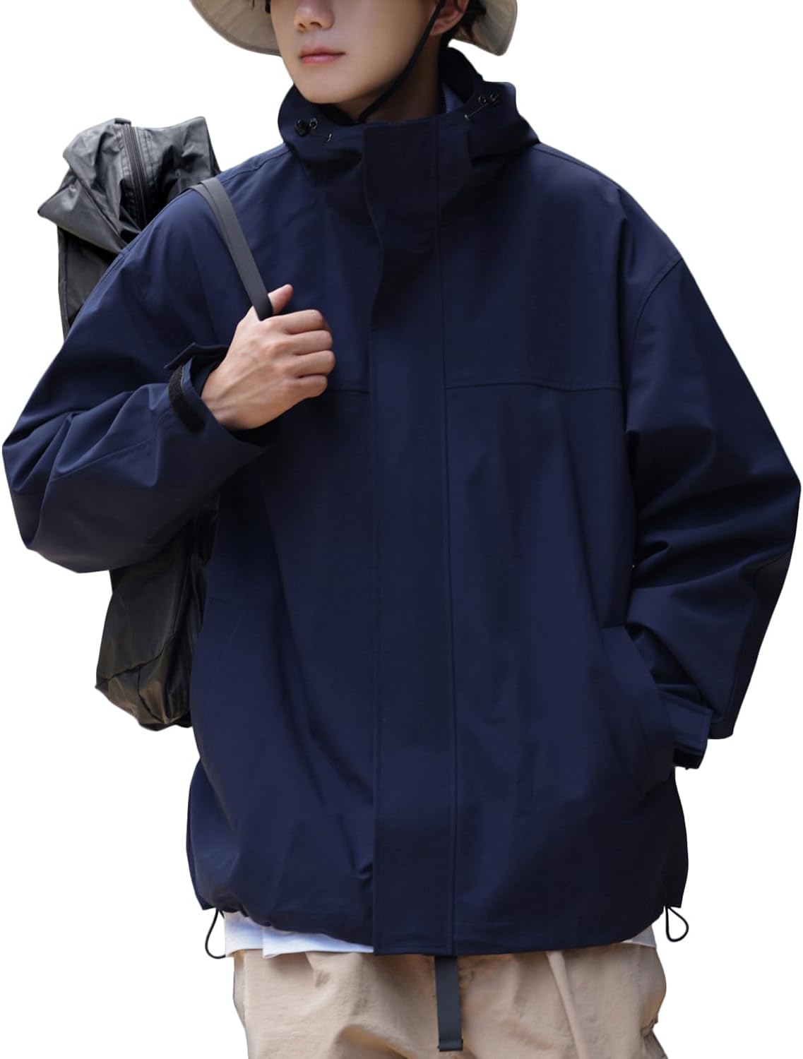 秋冬 メンズ 撥水マウンテンパーカー 軽量フード付きウインドブレーカー