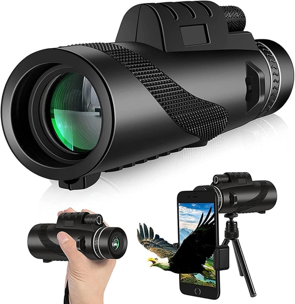 高倍率単眼鏡 80x100 スマホ用レンズ付き 小型軽量 防水 BAK4プリズム 野鳥観察・スポーツ観戦用