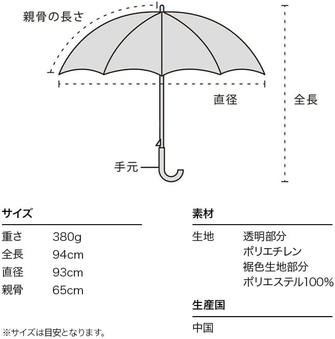 フラワー柄透明ビニール傘 65cm 大人用 おしゃれ 雨傘