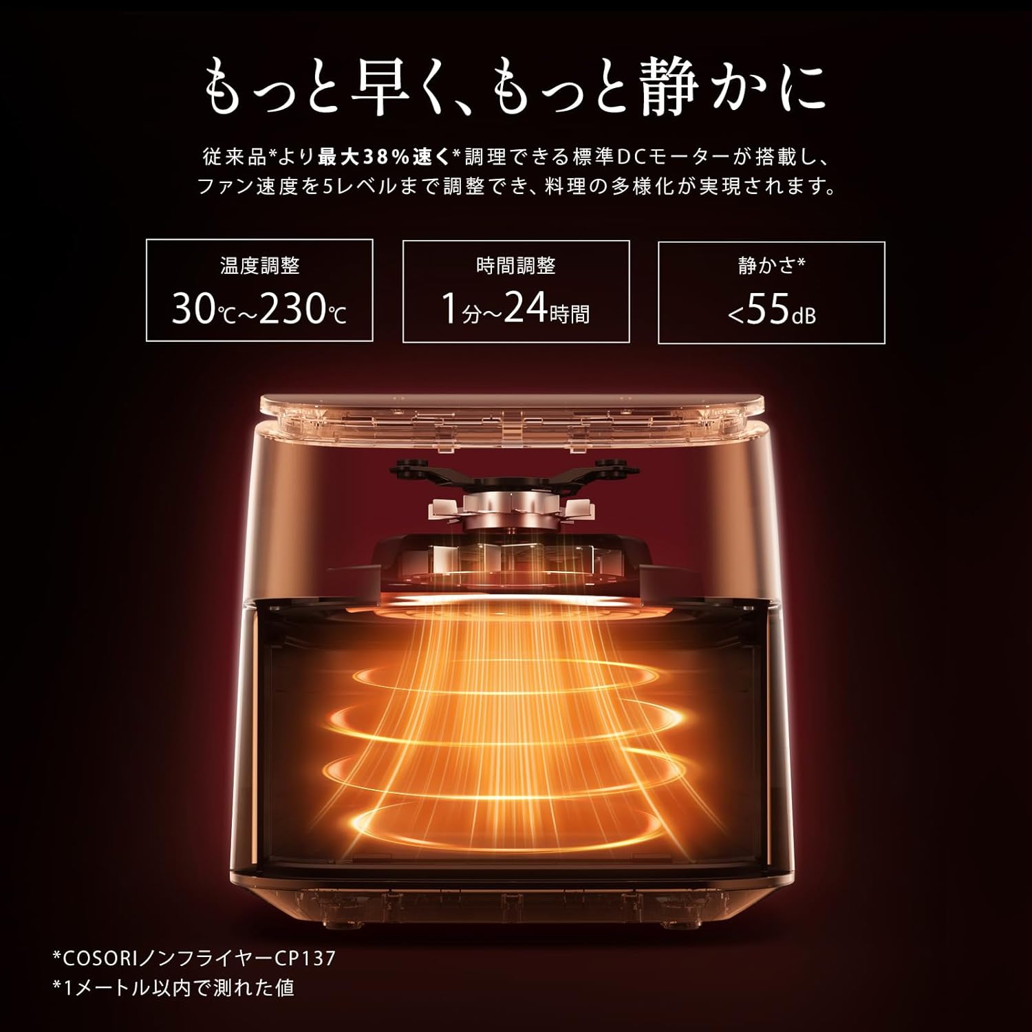 COSORI コソリ エアフライヤー 6L 家庭用 ブラック 高速230℃ DCモーター 専用レシピ付き