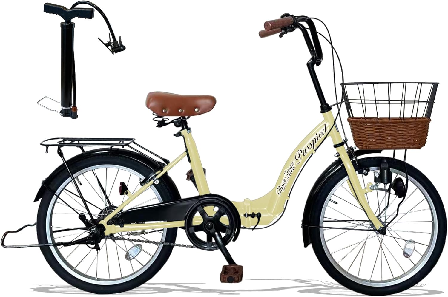 空気入れ付き 20インチ 折りたたみ自転車 シティサイクル 低床フレーム【ママチャリ】