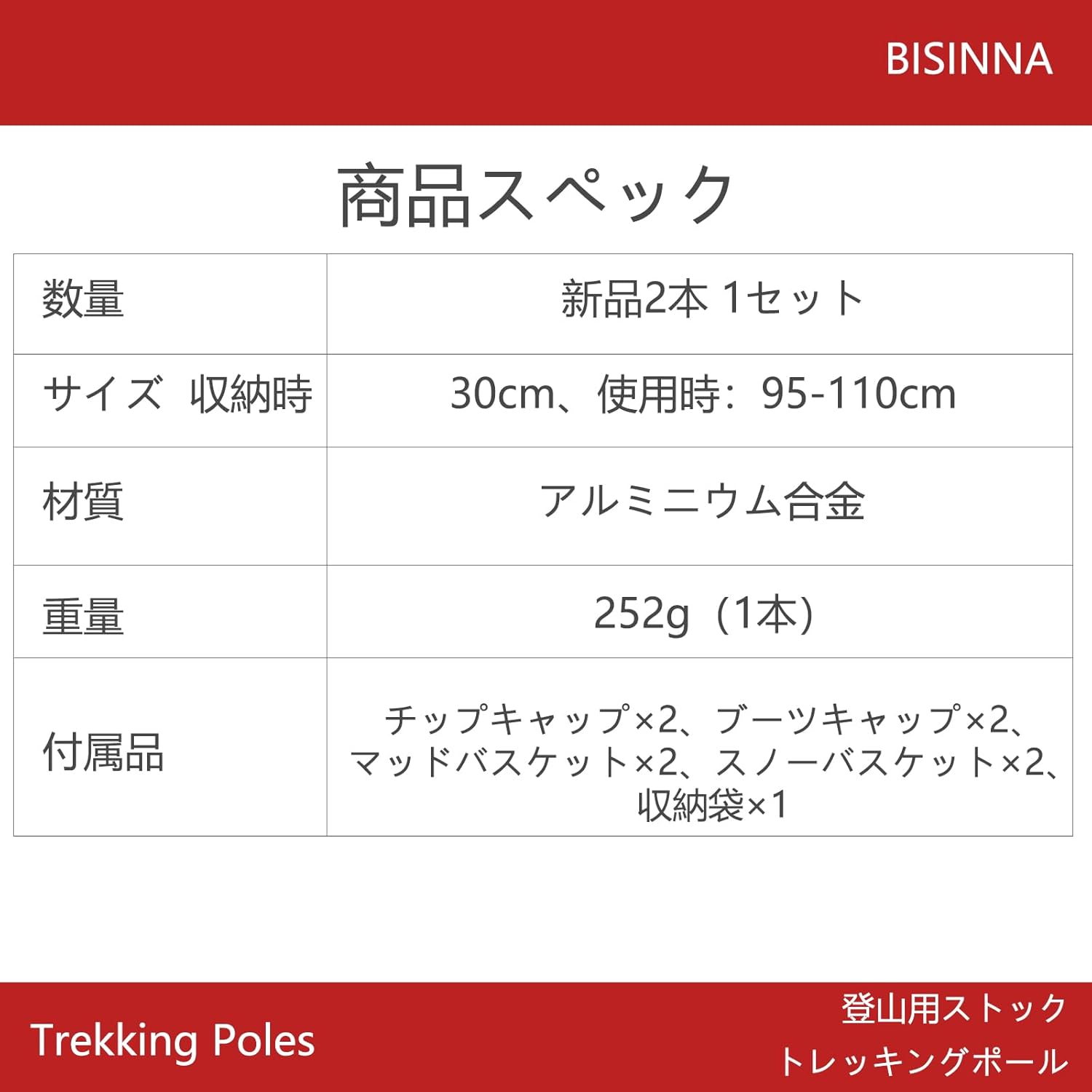 軽量アルミ製トレッキングポール 5段伸縮式 2本セット 専用収納袋付き アウトドア用