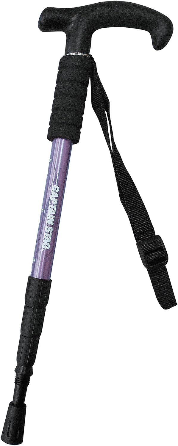 登山用アルミニウム合金 Tグリップトレッキングステッキ【軽量220g/コンパクト4段スライド】