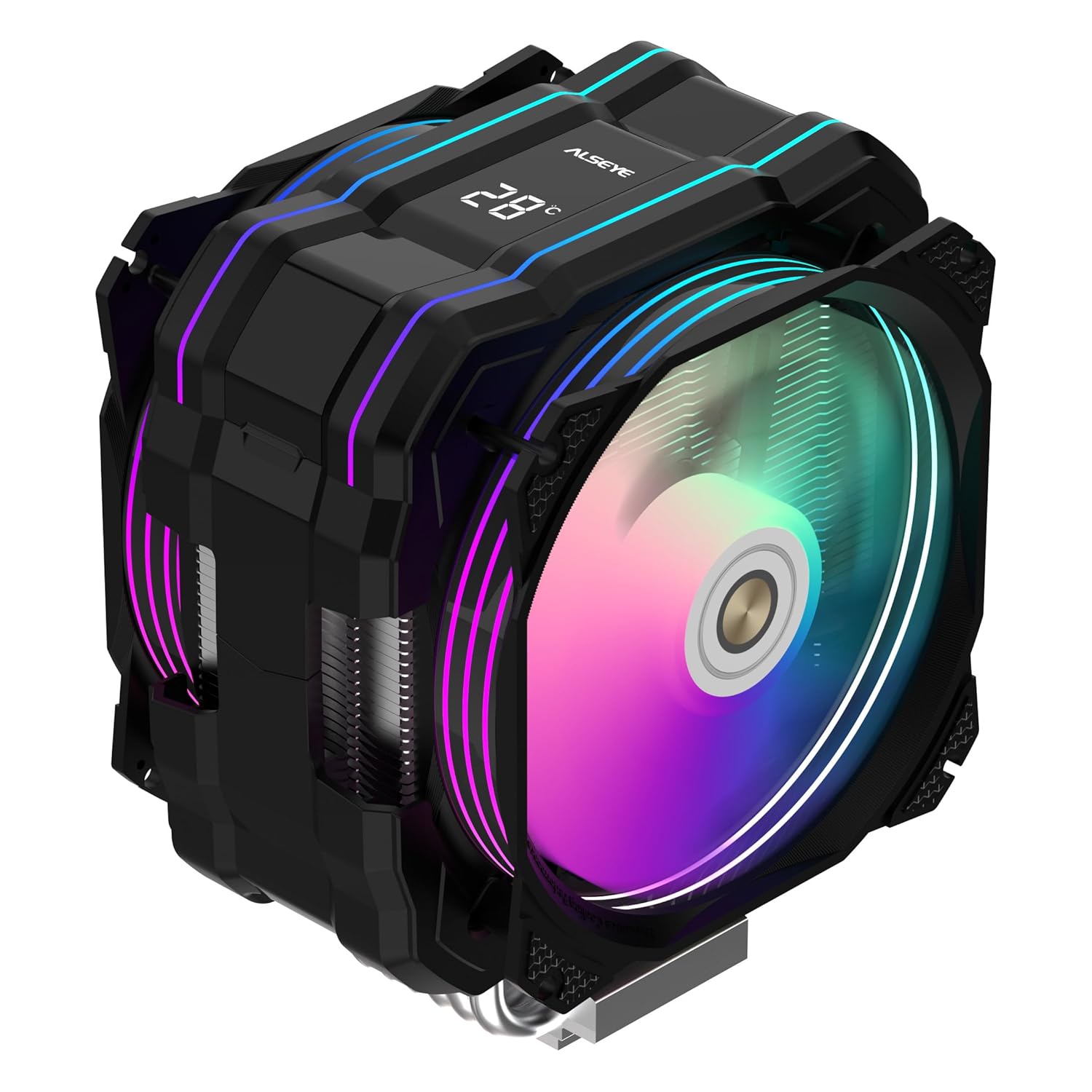 温度表示付きデュアルARGBファン搭載120mm空冷CPUクーラー (Intel/AMD対応)