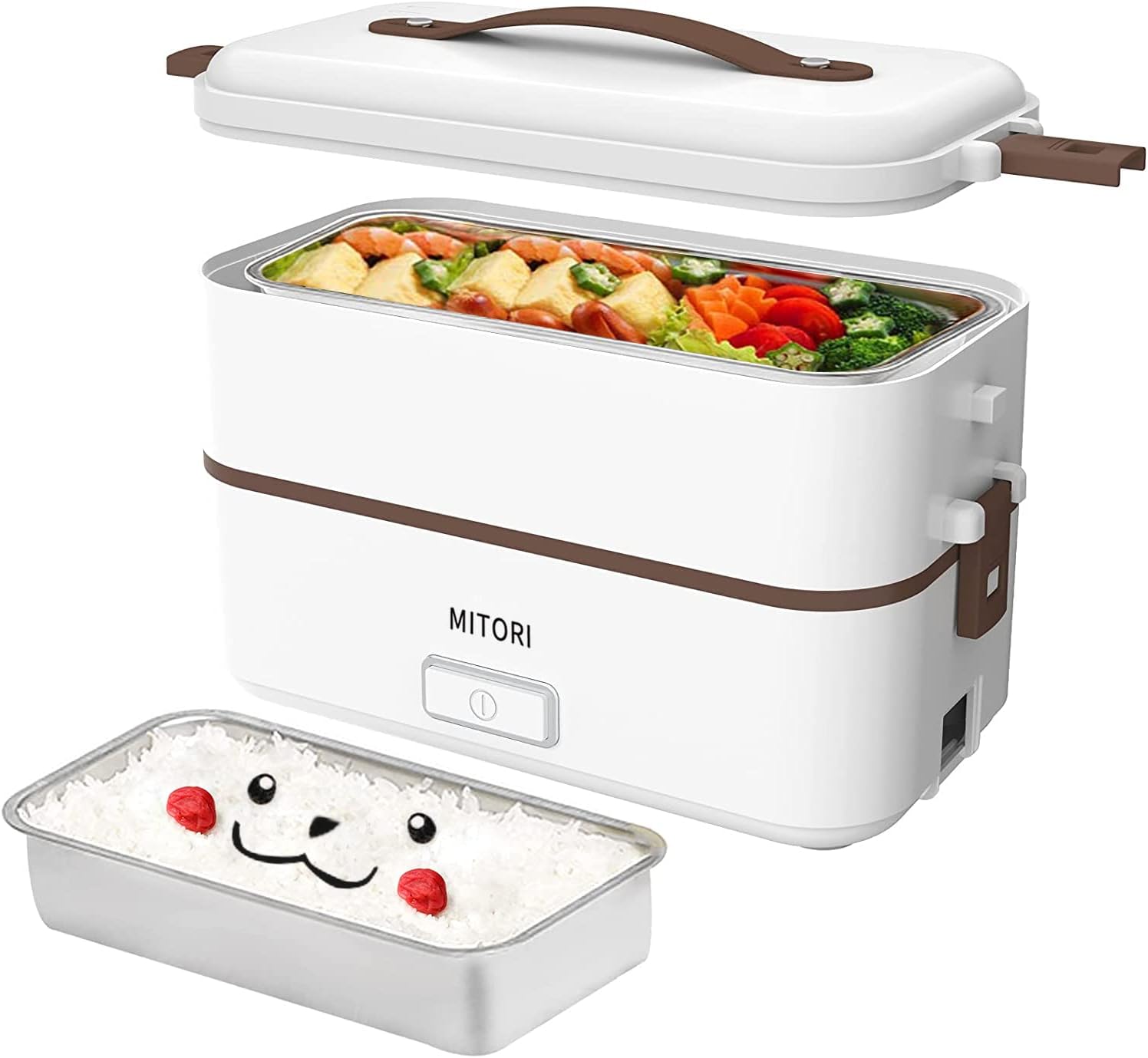 ひとり暮らし用 高速弁当箱炊飯器 0.5-1.5合 蒸し・炊き・温め機能付き ホワイト