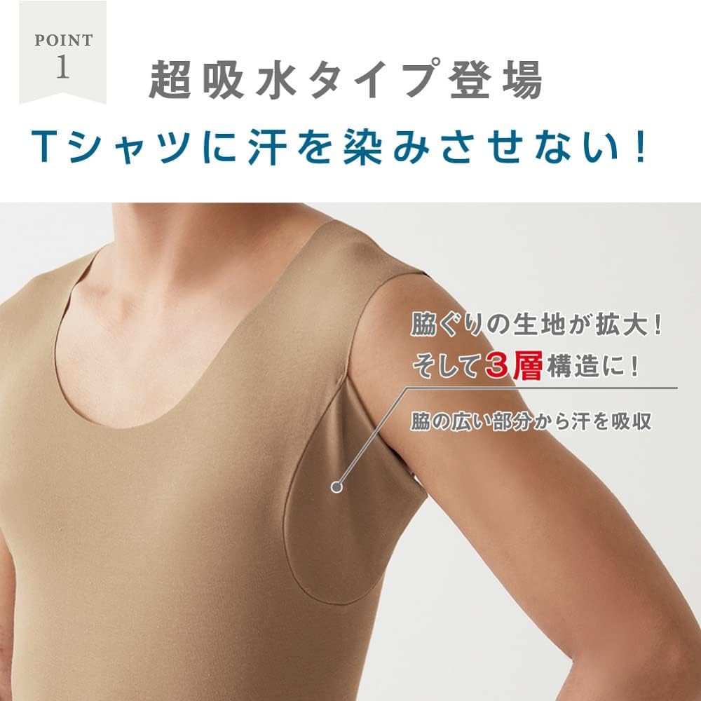 汗パット強化版3層構造 メンズ用スリーブレスシャツ YG Tシャツ専用