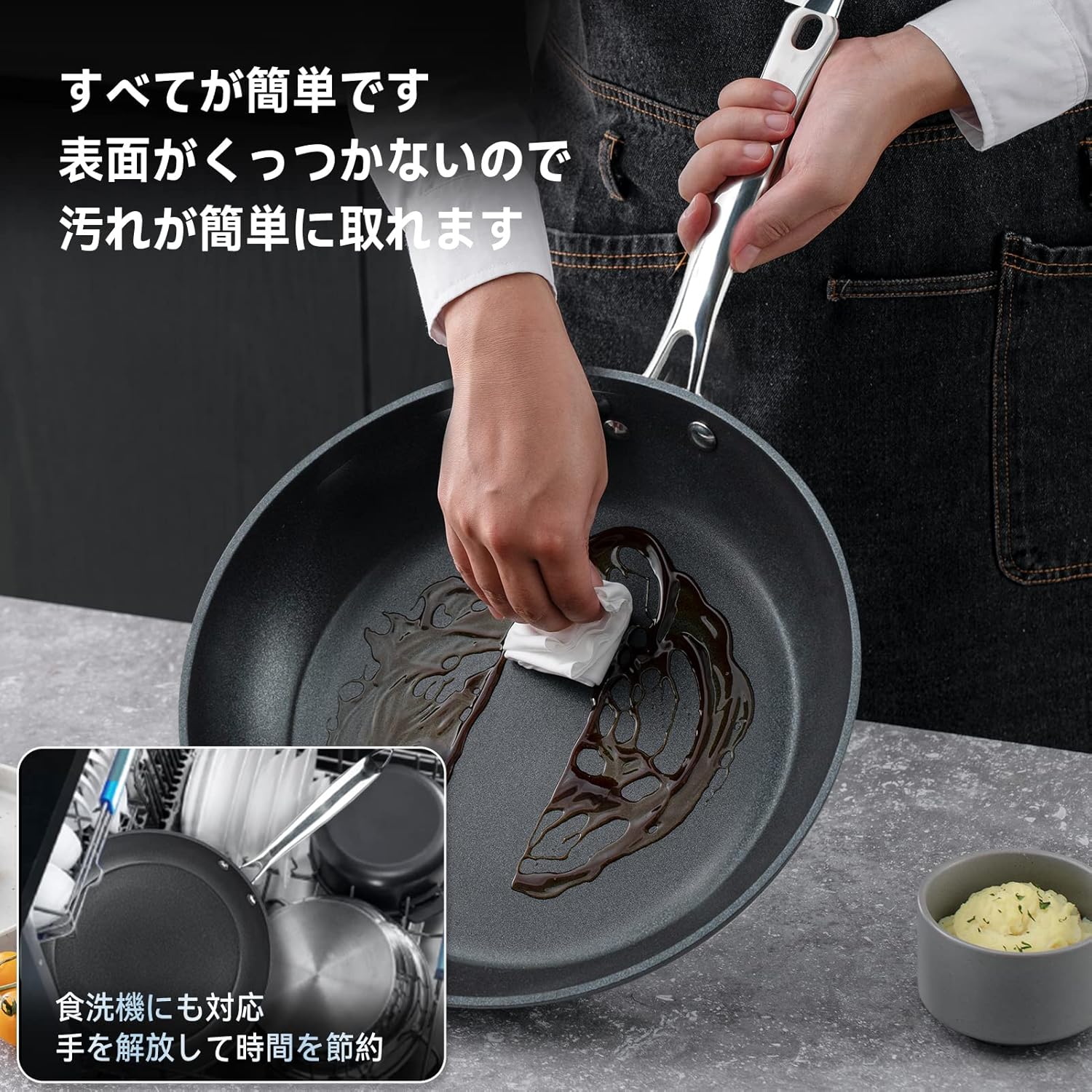 焦げ付かないIH対応26cmフライパン - 5層コーティング・軽量・食器洗浄機対応