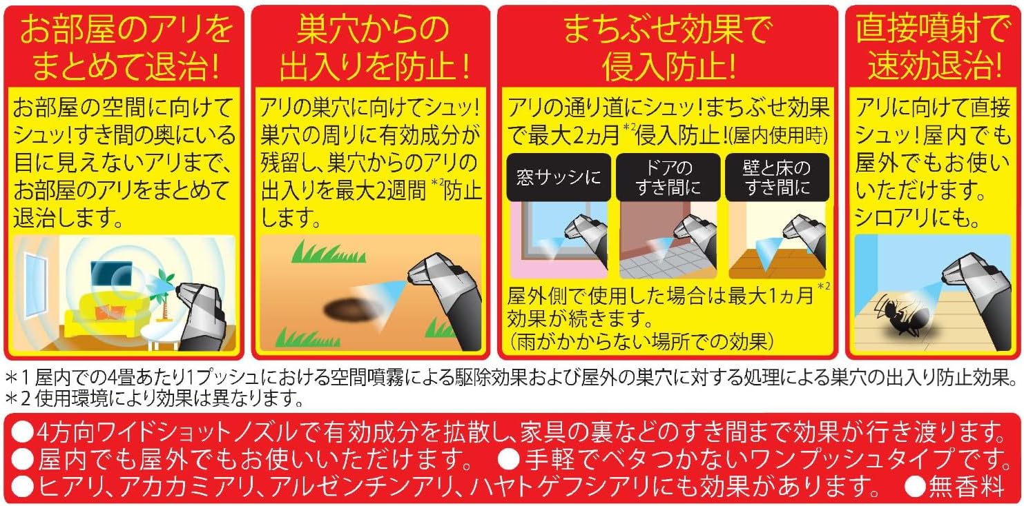 アリ駆除スプレー フマキラー アリワンプッシュ 約60回分 2個セット