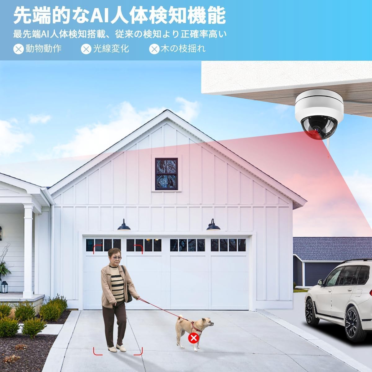 防犯用ドーム型ネットワークカメラセット（4台）音声録画・自動追跡・スマホ対応