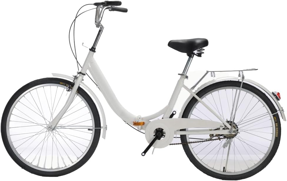 26インチ 折りたたみ自転車 7段変速付き カゴ付き シティサイクル 通勤通学用